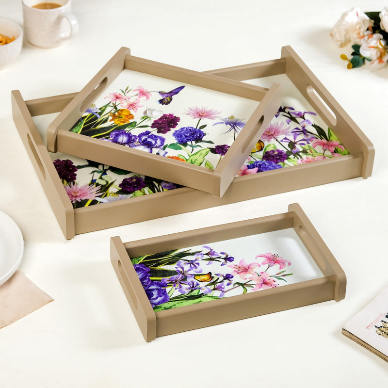 Spring Garden Nested Serving Tray Set Of 3