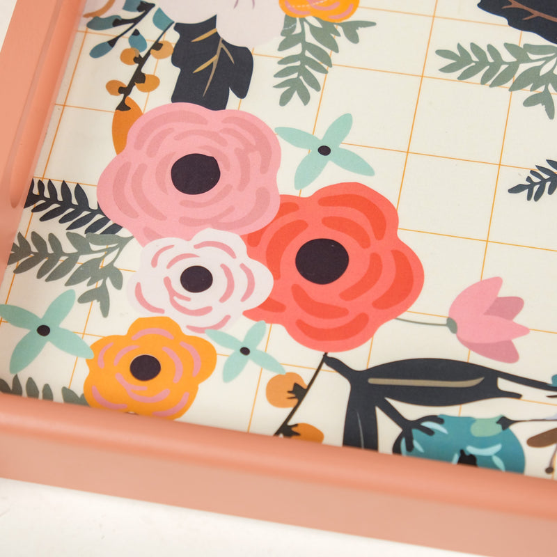 Flower Bouquet Nested Wooden Tray Set Of 2