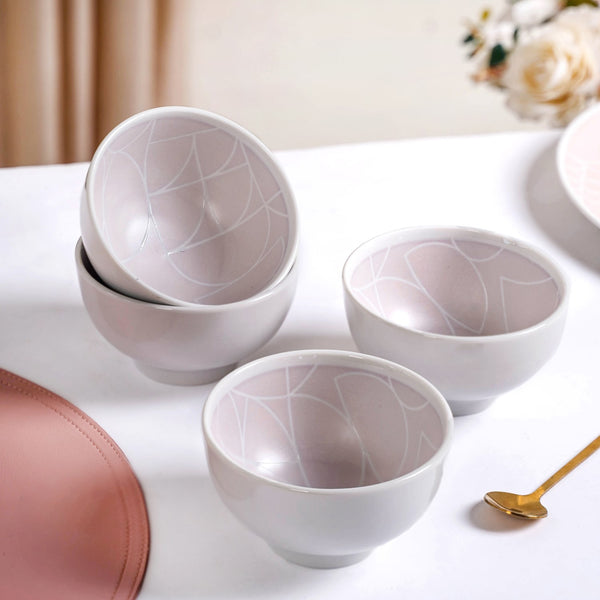 Ascentia Modern Art Deco Light Mauve Small Bowl Set Of 4 325ml