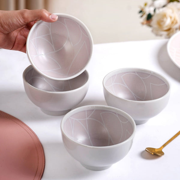 Monvia Modern Art Deco Light Mauve Small Bowl Set Of 4 325ml