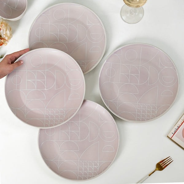 Monvia Modern Art Deco Light Mauve Dinner Plate Set Of 4 10 Inch