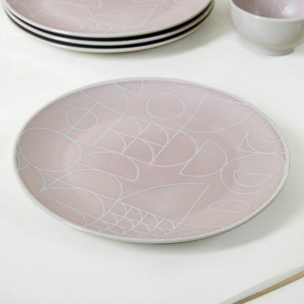 Monvia Modern Art Deco Light Mauve Dinner Plate Set Of 4 10 Inch