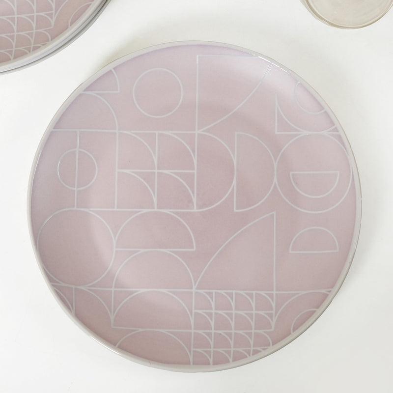 Ascentia Modern Art Deco Light Mauve Dinner Plate Set Of 4 10 Inch