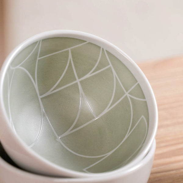 Monvia Geometric Pattern Ceramic Bowl Set Of 4 Mint 325ml