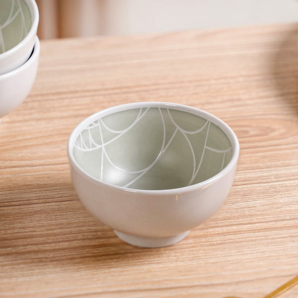 Monvia Geometric Pattern Ceramic Bowl Set Of 4 Mint 325ml