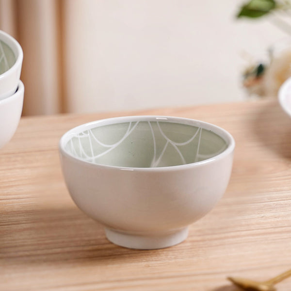 Monvia Geometric Pattern Ceramic Bowl Set Of 4 Mint 325ml