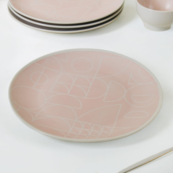 Monvia Pastel Pink Art Deco Style Dinner Plate Set Of 4 10 Inch