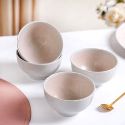 Ascentia Pastel Pink Art Deco Style Snack Bowl Set Of 4 325ml