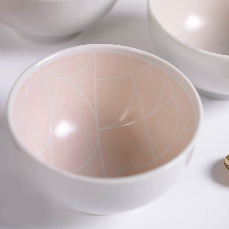 Ascentia Pastel Pink Art Deco Style Snack Bowl Set Of 4 325ml