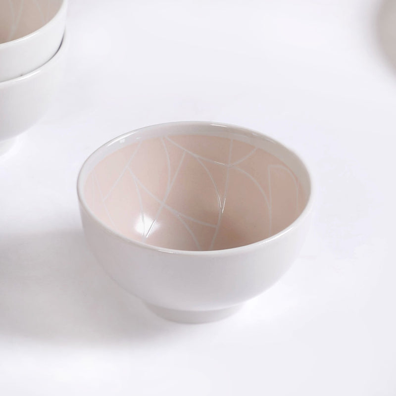 Ascentia Pastel Pink Art Deco Style Snack Bowl Set Of 4 325ml