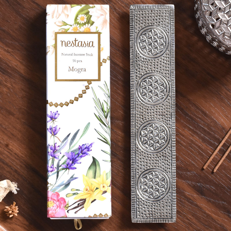 Rectangular Metal Agarbatti Stand With Mogra Incense Sticks