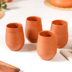 Ring Textured Terracotta Tumblers Set Of 4 400ml