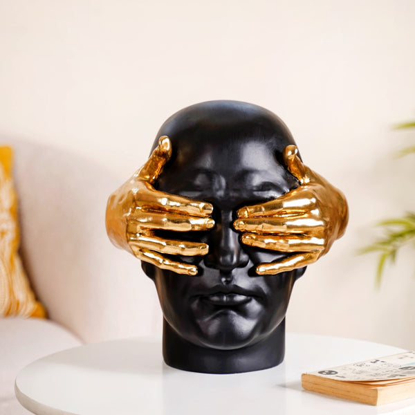 Art Face Showpiece Black And Gold