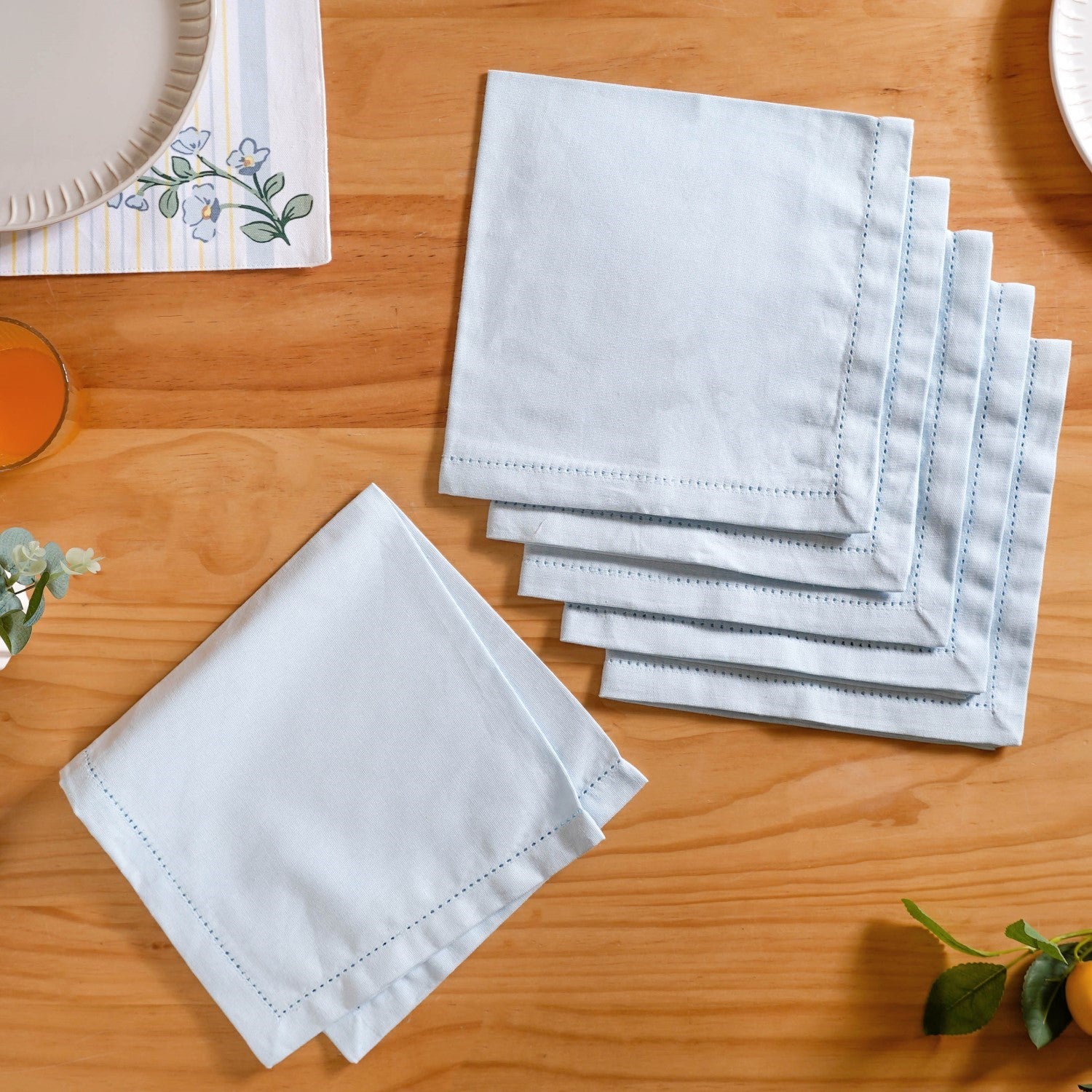 Azzurro Premium Cotton Table Napkin Set Of 6