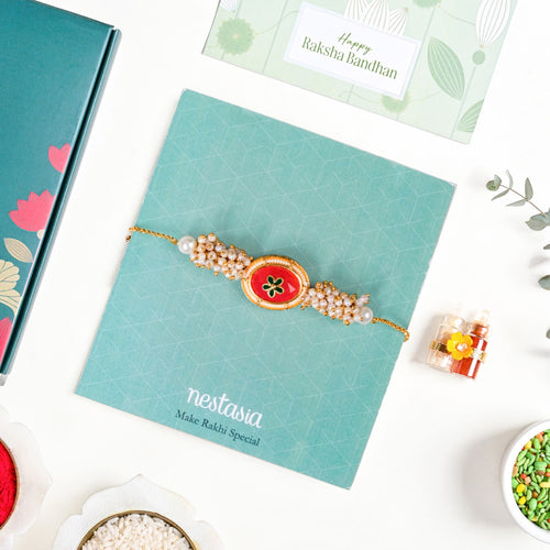 Adjustable Rakhi Gift Set For Sibling In Crimson