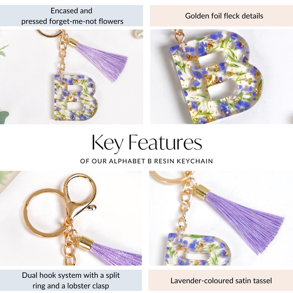 Blooming Beauty Pressed Flower B Keyring