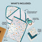 Baby Dino Gift Hamper With Towel Swaddle Napkin Rattle Set Of 6