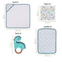 Baby Dino Gift Hamper With Towel Swaddle Napkin Rattle Set Of 6
