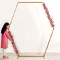 Hexagon Party Decoration Backdrop Metal Frame With Pink Flower Decor