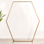 Hexagon Party Decoration Backdrop Metal Frame With Pink Flower Decor