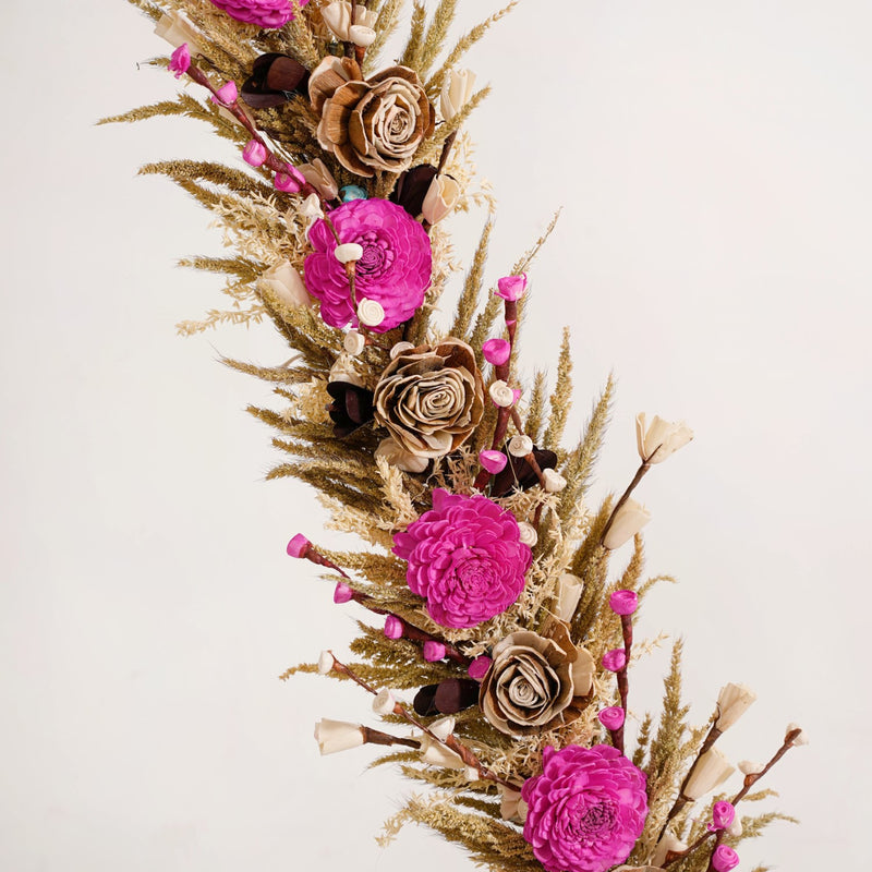 Hexagon Party Decoration Backdrop Metal Frame With Pink Flower Decor