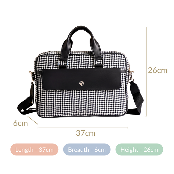 Houndstooth Patterned Woven Laptop Bag