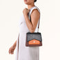 Croco Brown And Orange Handheld Bag