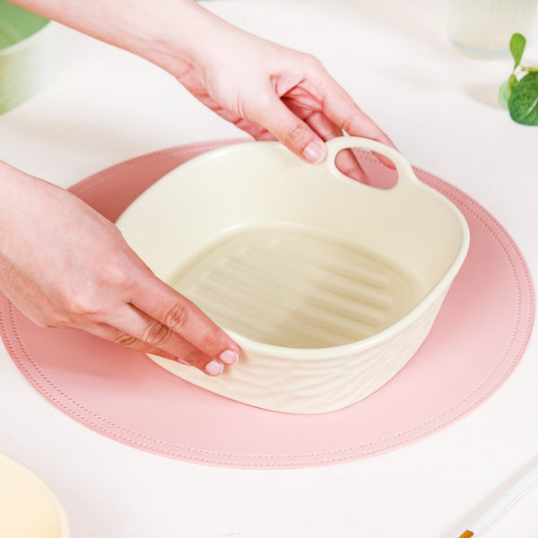 Ceramic Baking Bowl With Double Handle White 800 ml