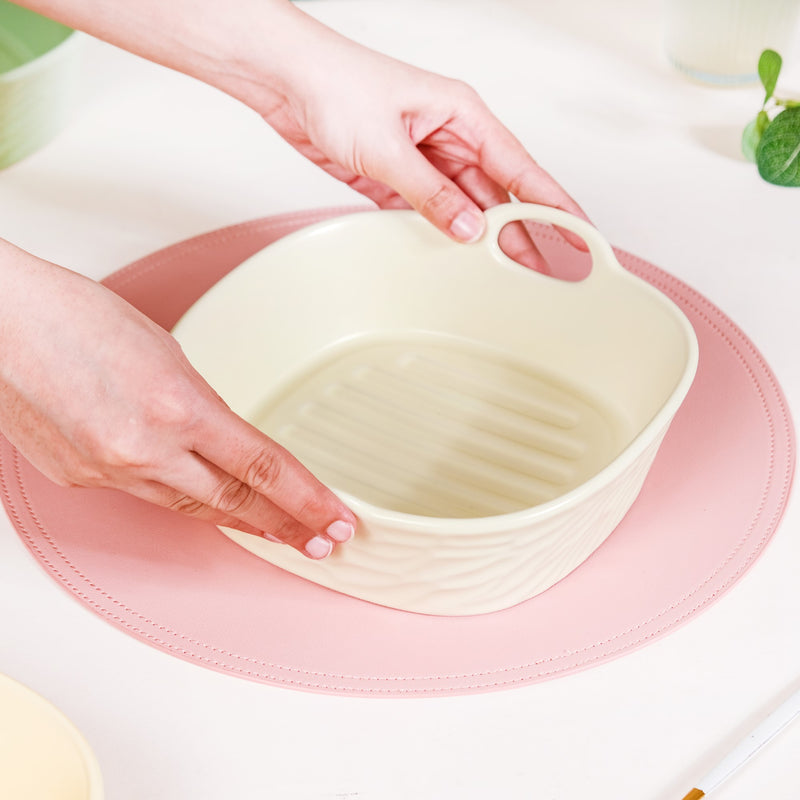 Ceramic Serving Bowl With Double Handle White 800 ml - Serving bowl, baking bowl, ceramic baking bowl, ceramic serving bowl