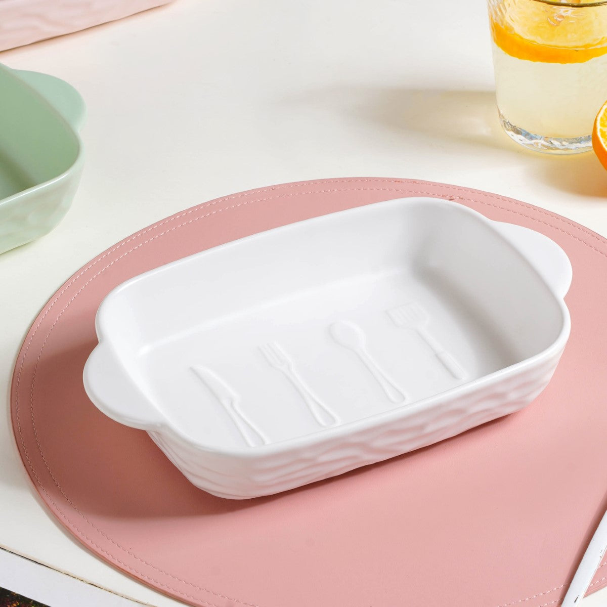 Rectangular Ceramic Baking Dish With Handle White 650 ml Online ...