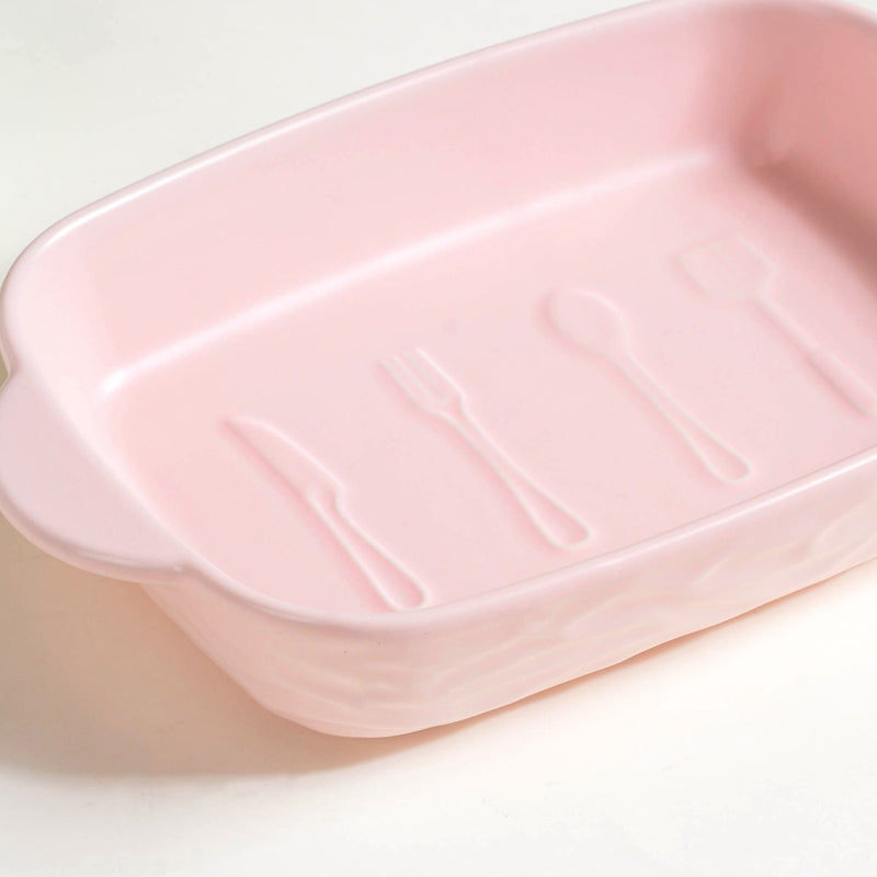 Ceramic Casserole Dish WIth Double Handle Pink 650 ml