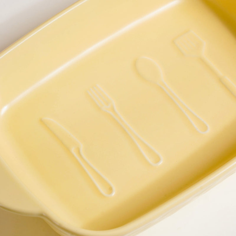 Ceramic Baking Dish With Handle Yellow 650 ml