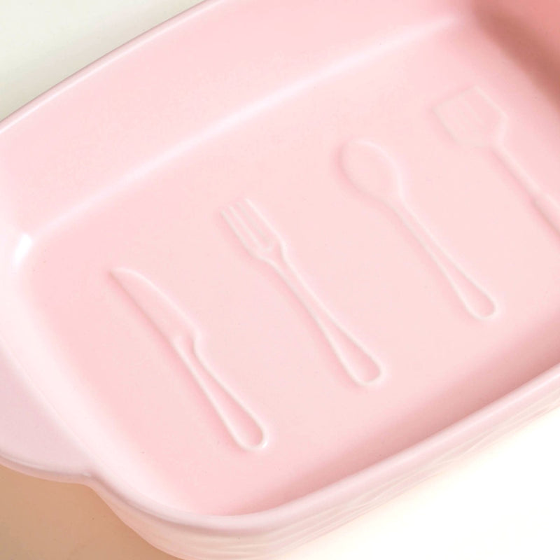 Ceramic Casserole Dish WIth Double Handle Pink 650 ml