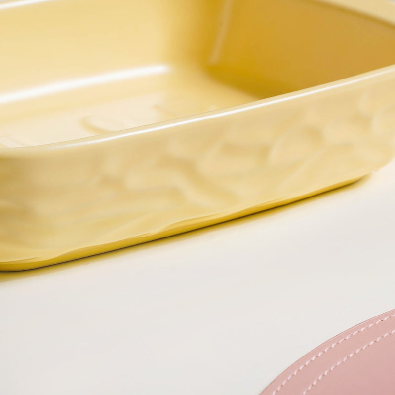 Ceramic Baking Dish With Handle Yellow 650 ml
