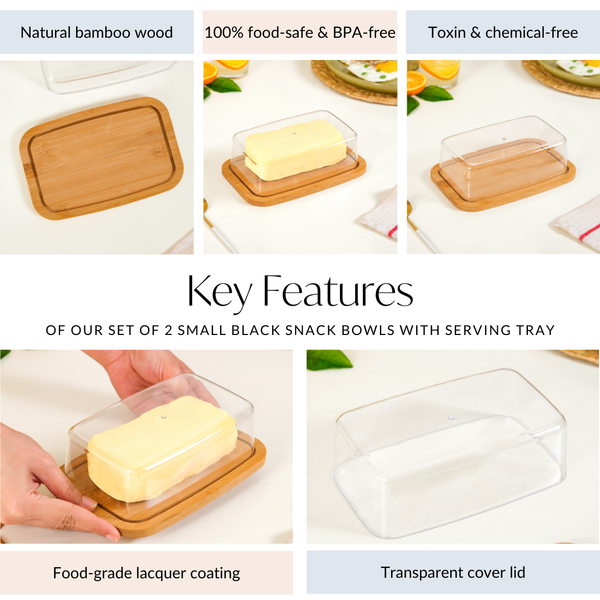 Bamboo Wood Butter Dish With Transparent Lid