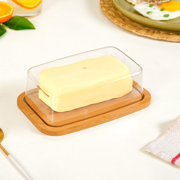 Bamboo Wood Butter Dish With Transparent Lid