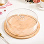 Bamboo Wood Cake Stand With Cloche