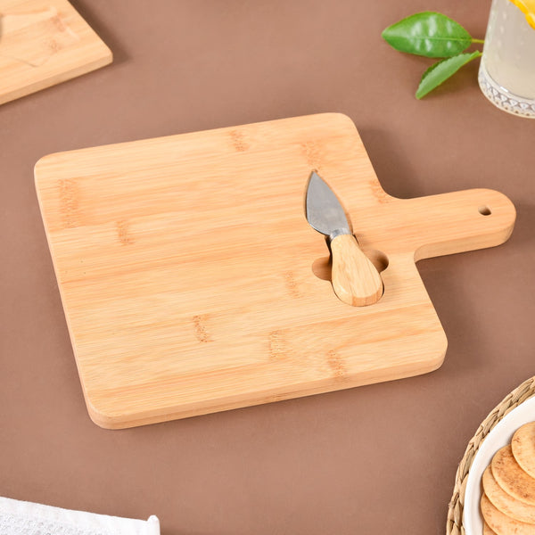 Bamboo Wood Cheese Platter With Parmesan Knife