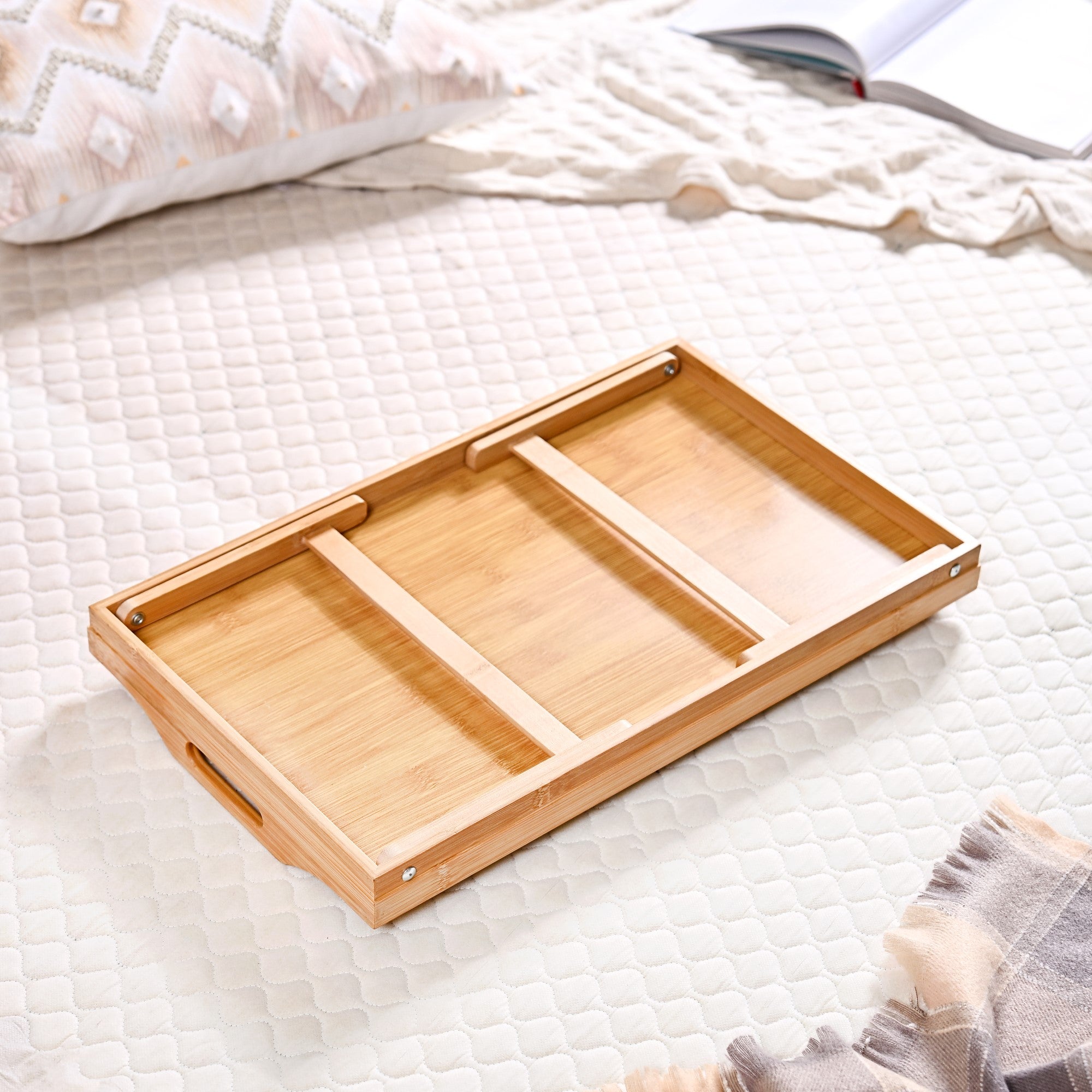 Bamboo Wood Bed Table With Foldable Legs Online - Premium Tray | Nestasia