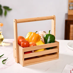 Natural Bamboo Wood Caddy With Top Handle