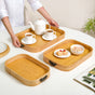 Set Of 3 Bamboo Wood Serving Trays With Handles