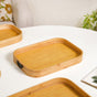 Set Of 3 Bamboo Wood Serving Trays With Handles