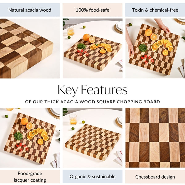 Checkered Wooden Thick Chopping Board