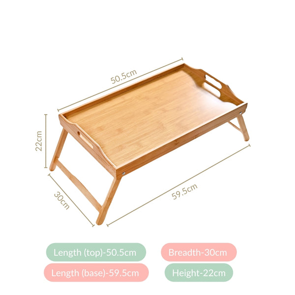 Bamboo Wood Bed Table With Foldable Legs