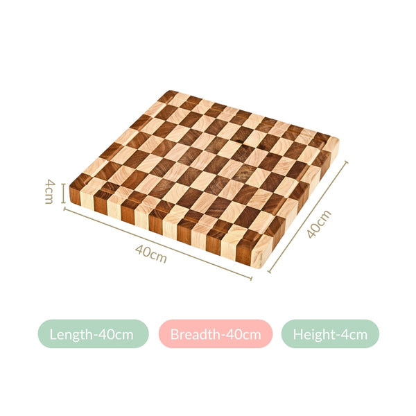 Checkered Wooden Thick Chopping Board