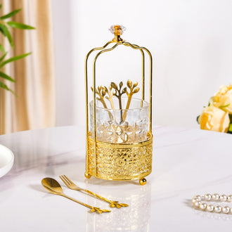 Opulent Baroque Cutlery Holder With Spoons And Forks