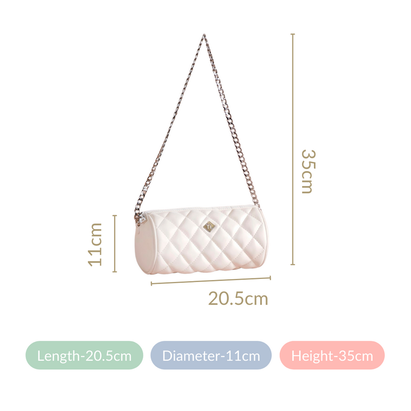 Mini Barrel Bag With Chain Strap White