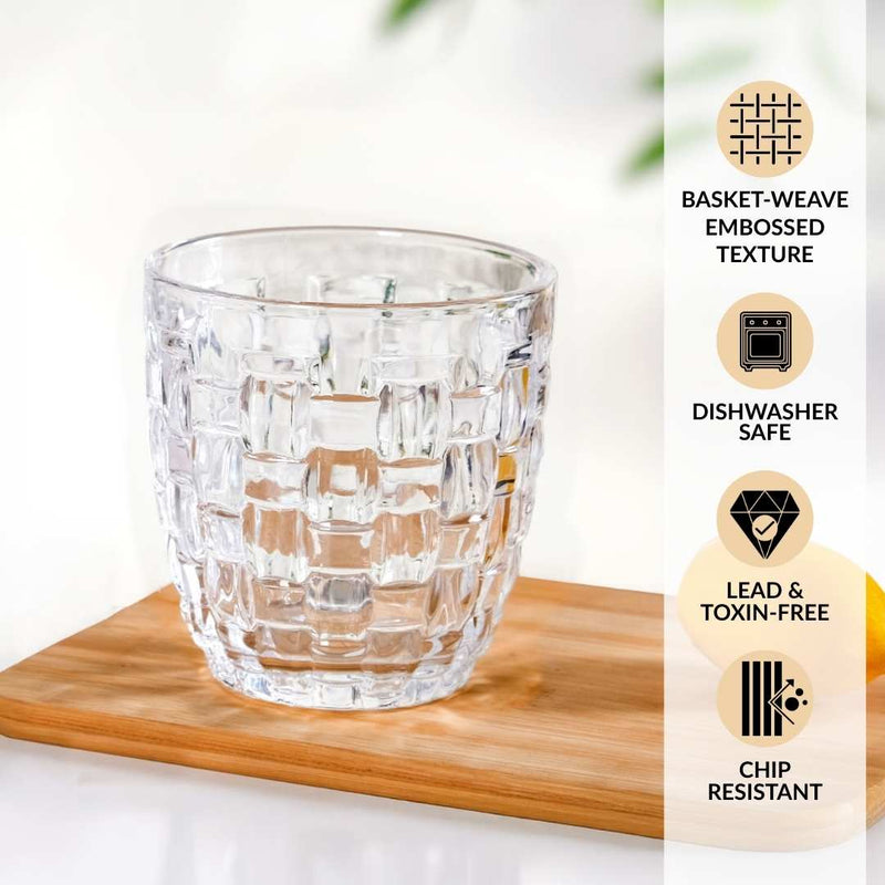 Basket Weave Glass Tumbler Set Of 6 260ml
