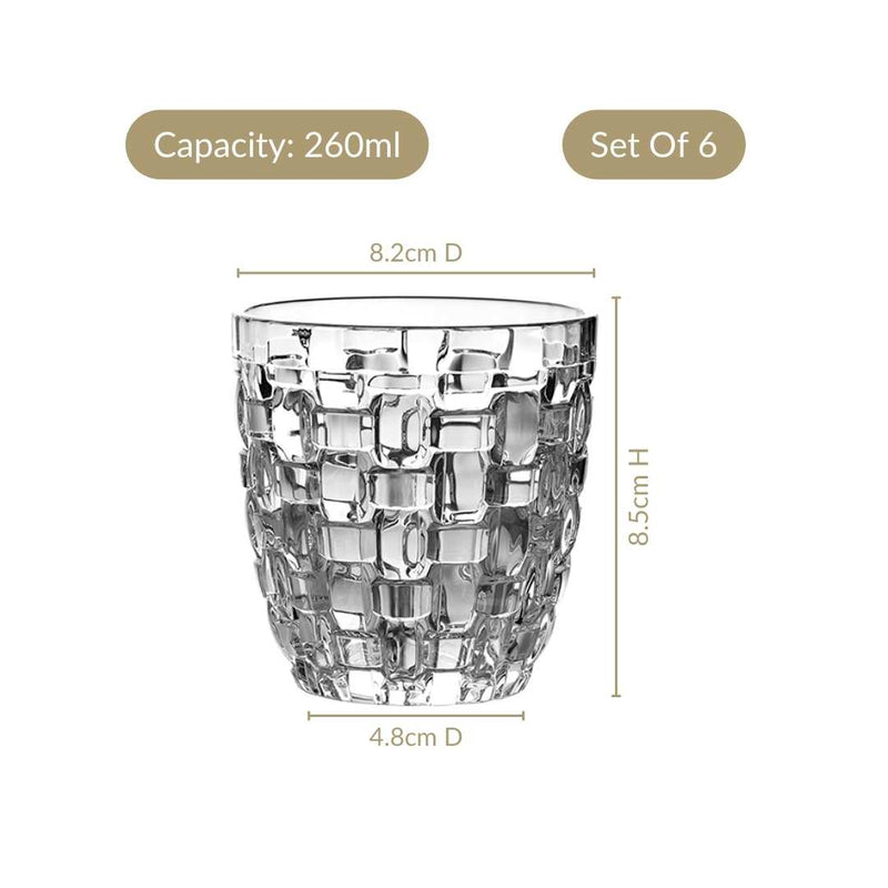 Basket Weave Glass Tumbler Set Of 6 260ml