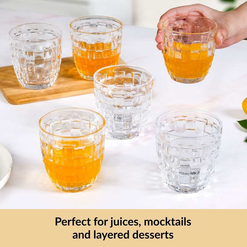 Basket Weave Glass Tumbler Set Of 6 260ml